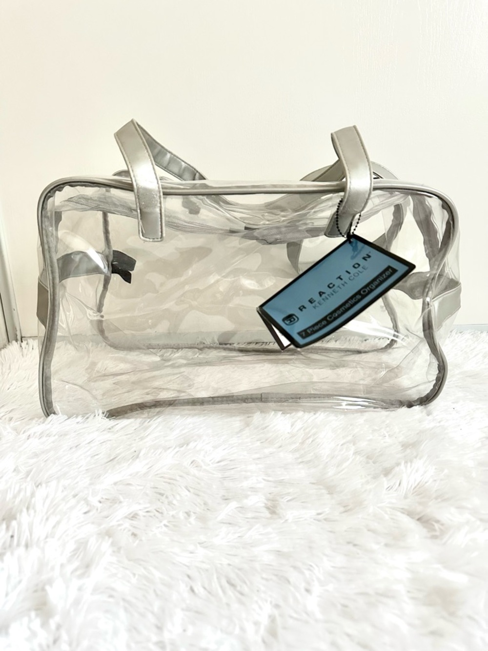 Reaction Kenneth Cole Clear PVC Tote with Silver Trim